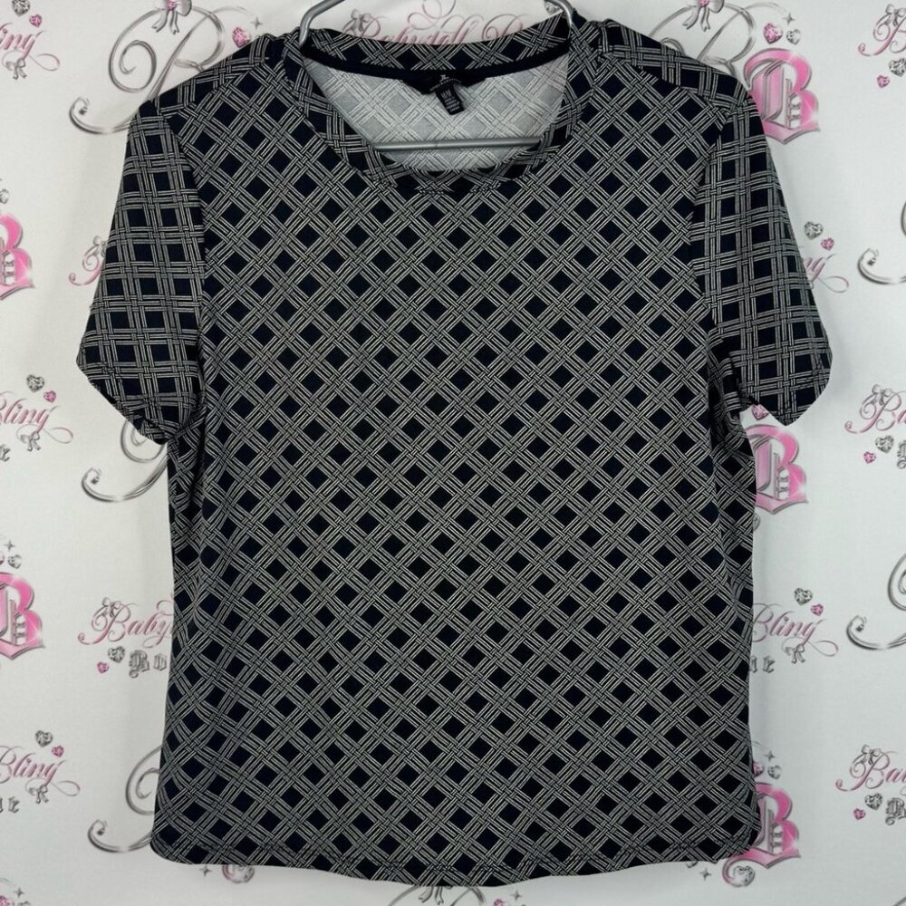 Jules & Leopold tshirt tee stripes diamond print Black and White Patterned Tee